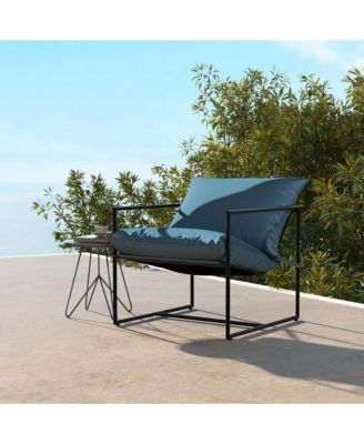 2PCS Sling Accent Chairs Metal Framed Armchairs with Removable Sponge Cushions