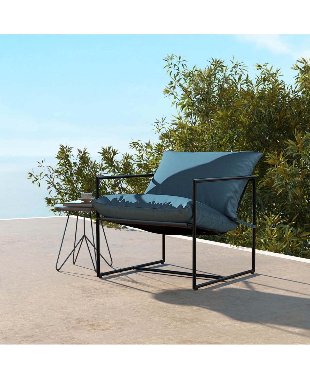 Costway 2PCS Sling Accent Chairs Metal Framed Armchairs with Removable Sponge Cushions