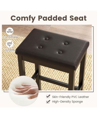 Set of 2 Rubber Wood Bar Stools 24" Counter Height Stool with Padded Seat