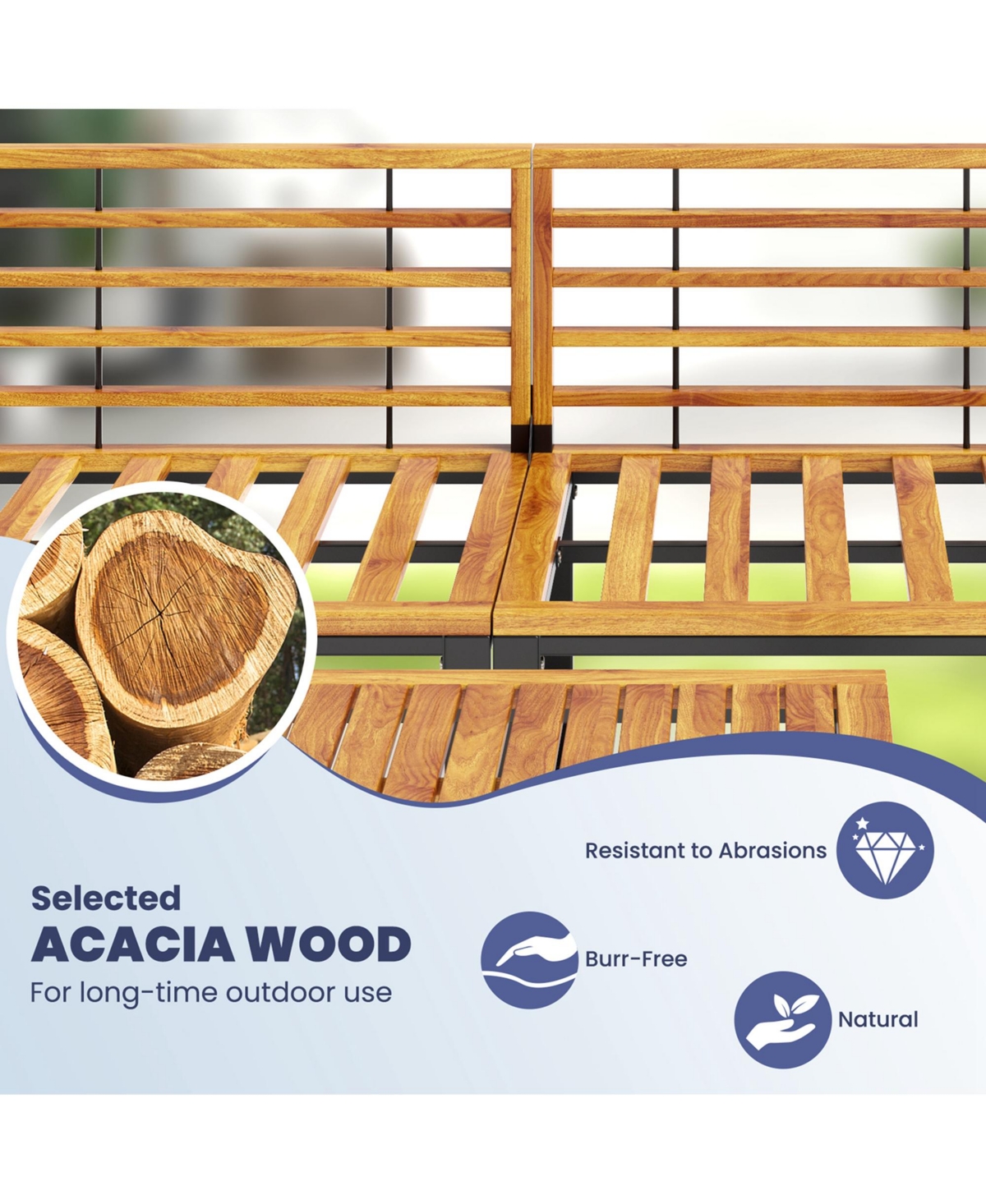 Costway 6pcs Patio Acacia Wood Conversation Sofa Seat Set Ottomans Table Outdoor