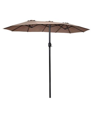 15' Market Outdoor Umbrella Double-Sided Twin Patio Umbrella with Crank