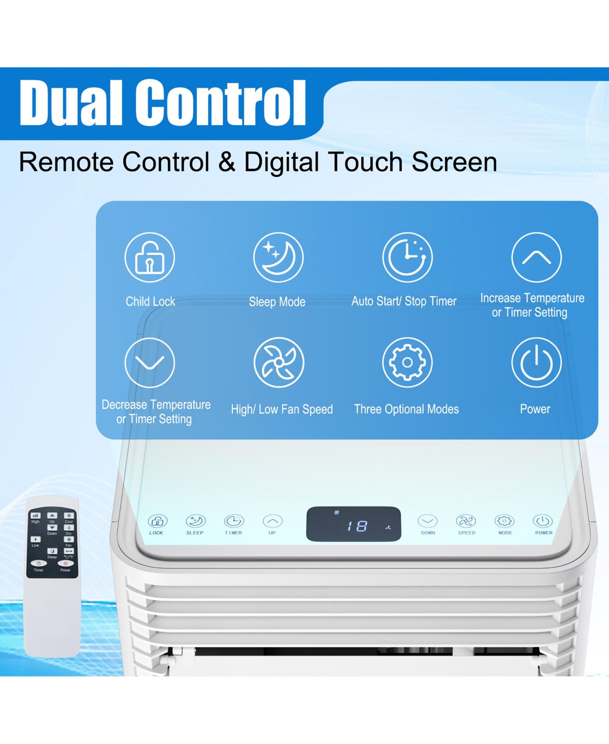 Costway 10000 Btu Portable Air Conditioner 3-in-1 Air Cooler w/Dehumidifier & Fan Mode
