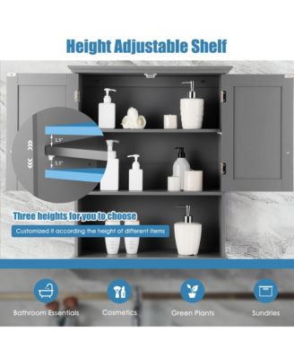 Wall Mount Bathroom Cabinet Storage Organizer Medicine Cabinet with 2-Doors and 1- Shelf Cottage Collection Wall Cabinet