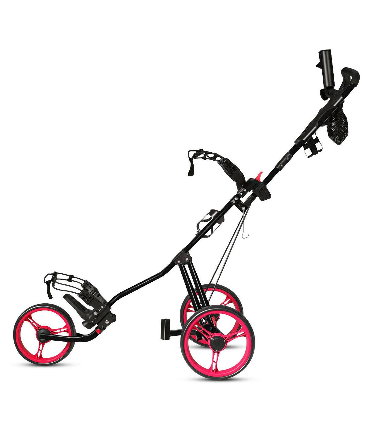 Costway Foldable 3 Wheel Push Pull Golf Club Cart Trolley