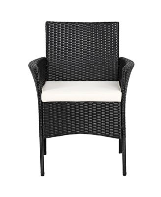 2PCS Chairs Outdoor Patio Rattan Wicker Dining Arm Seat With Cushions