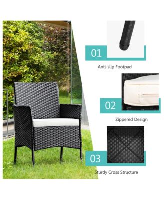 2PCS Chairs Outdoor Patio Rattan Wicker Dining Arm Seat With Cushions