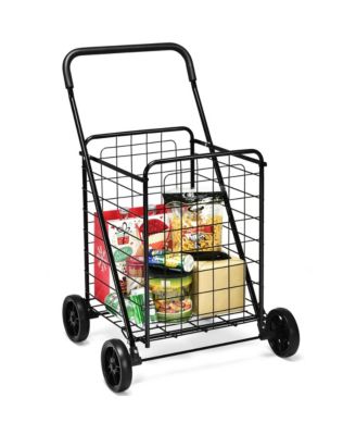 Folding Shopping Cart Utility Trolley Portable For Grocery Laundry Travel