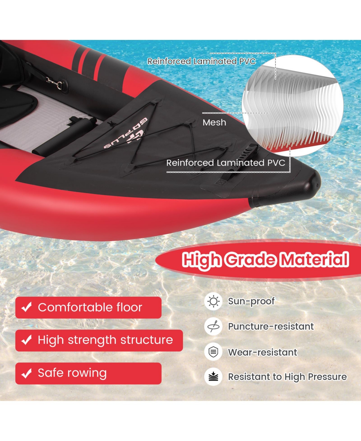 Costway Inflatable Kayak Set Portable 2-person Kayak with Aluminium Oars Eva Padded Seat