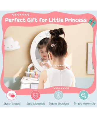 Kids Vanity Set Makeup Table & Chair Sweet Accessories Included Storage Drawer