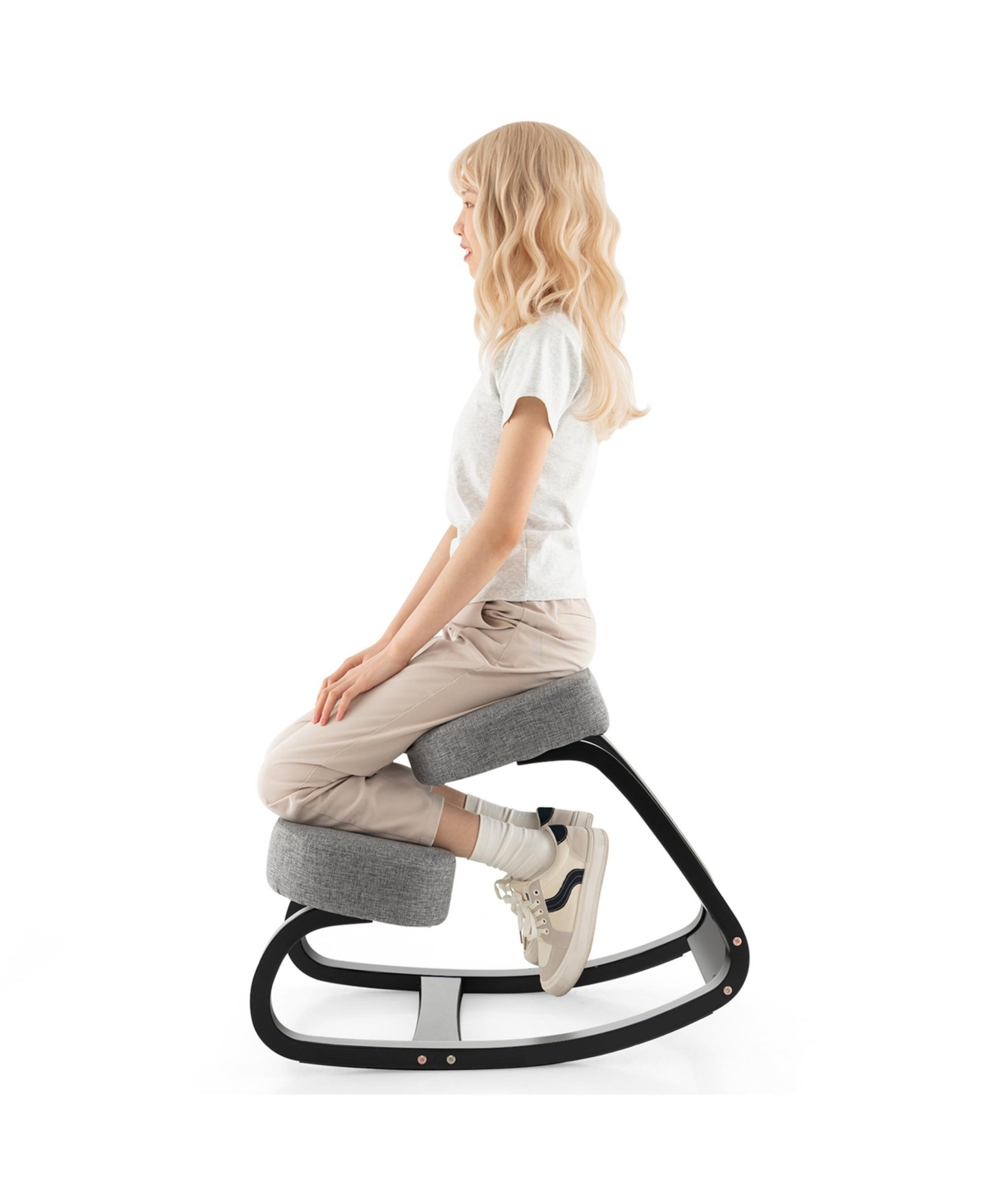 Costway Rocking Kneeling Chair Ergonomic Posture Correcting Back Pain Padded Cushion
