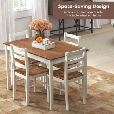5-Piece Dining Set Solid Wood Kitchen Furniture with Rectangular Table & 4 Chairs