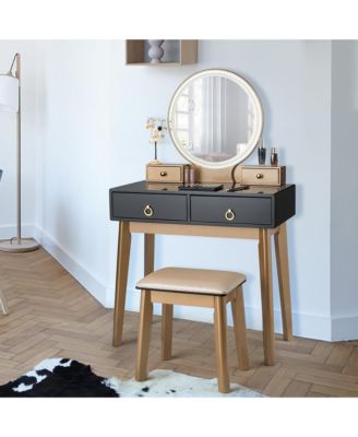 Makeup Vanity Table 3 Color Lighting Modes Jewelry Dressing