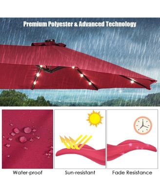 15Ft Patio Double-Sided Solar LED Market Umbrella Crank Base