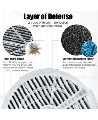 2Pcs Air Purifier Replacement Filter True HEPA & Activated Carbon Filters