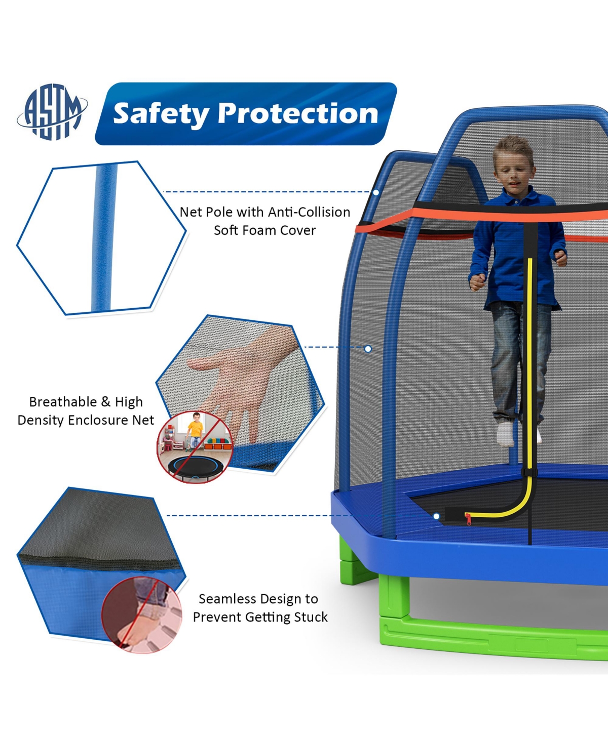 Costway 7FT Kids Trampoline Outdoor Indoor Recreational Bounce Jumper