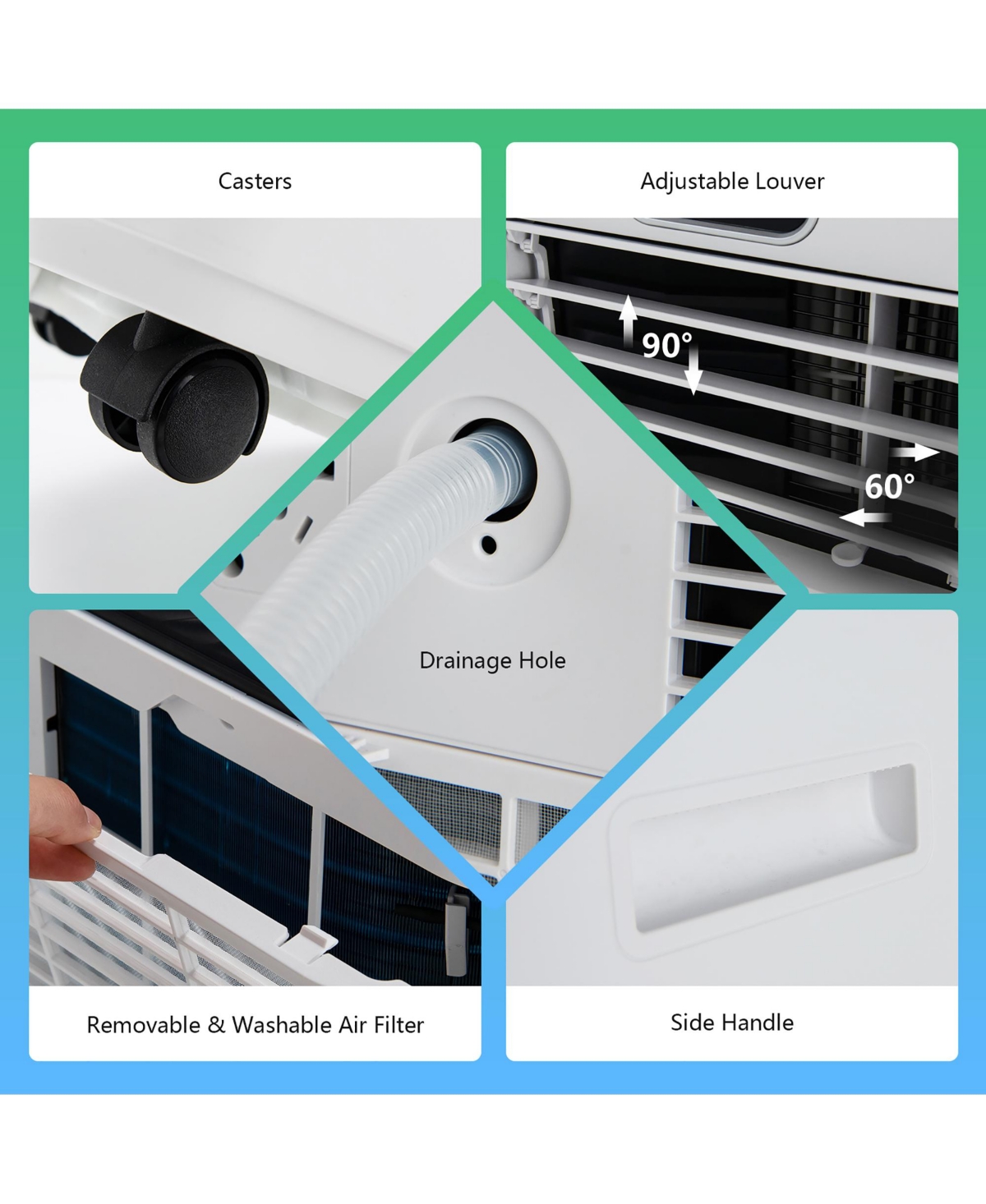 Costway 8000 Btu Portable Air Conditioner w/ Remote Control 3-in-1 Air Cooler w/ Drying