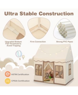 Kids Play Castle Tent Large Playhouse Toys Gifts with Star Lights Washable Mat