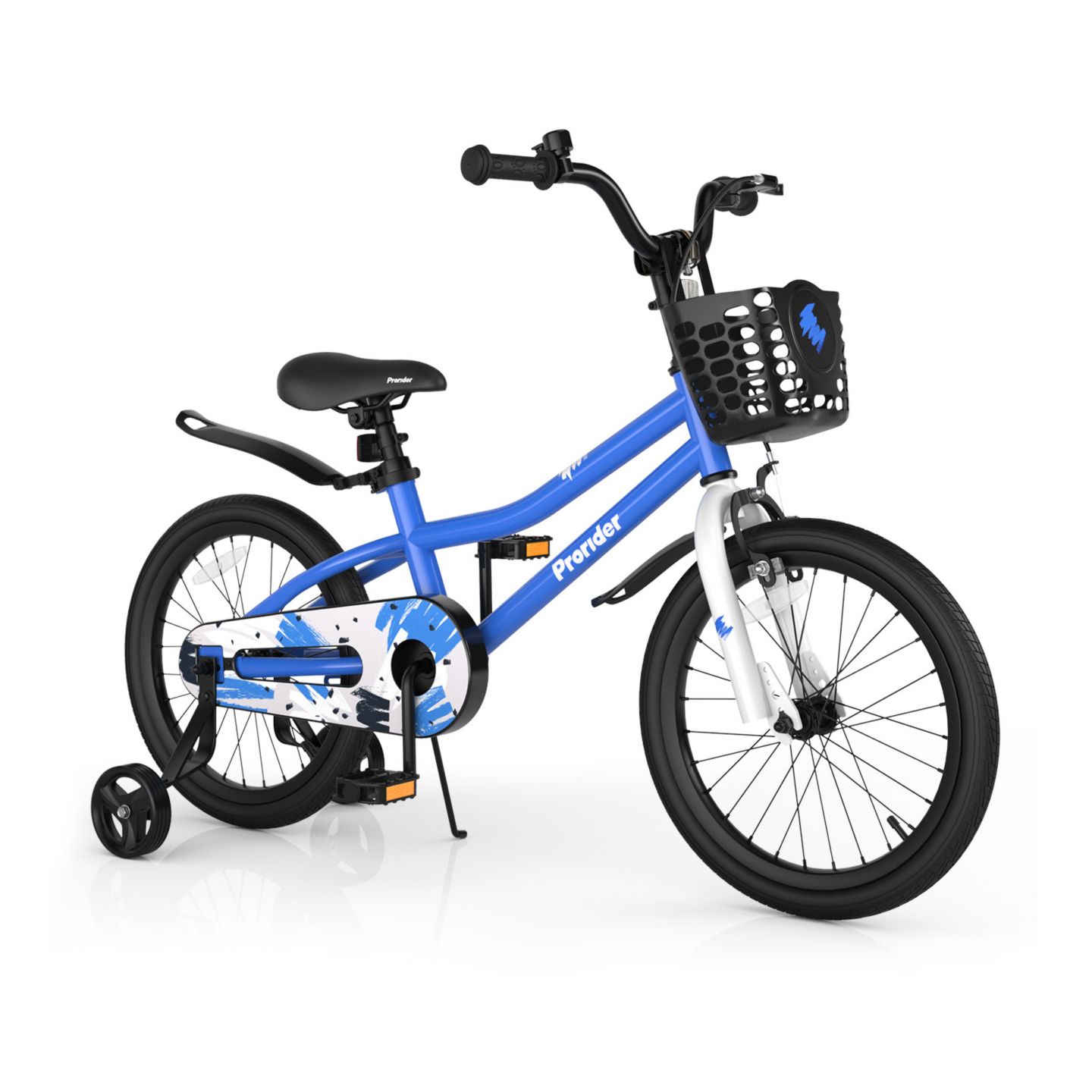 Детская игрушка Costway 18-Inch Kids' Bike with Adjustable Handlebar & Saddle, Removable Training Wheels, 4–8 лет, цвет: Синий — фото 6