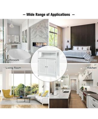 Bathroom Wood Storage Cabinet w/ Double Shutter Door