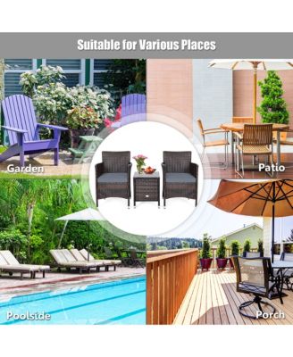 3 PCS PE Rattan Wicker Furniture Sets