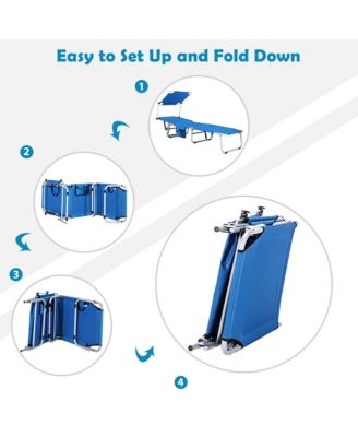 Foldable Lounge Chair Outdoor Adjustable Beach Patio Pool Recliner