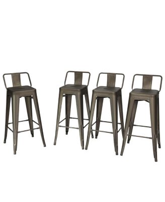 Set of 4 Metal Bar Stools 30'' Bar Height Barstools Industrial