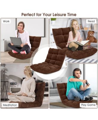 Adjustable 14-Position Floor Chair Folding Lazy Gaming Sofa Chair Cushioned