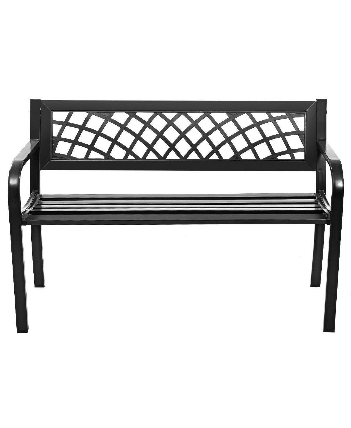 Costway Patio Park Garden Bench Porch Path Chair Outdoor Deck Steel Frame