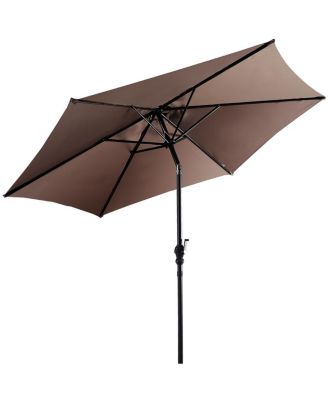9FT Patio Umbrella Patio Market Steel Tilt W/ Crank Outdoor Yard Garden