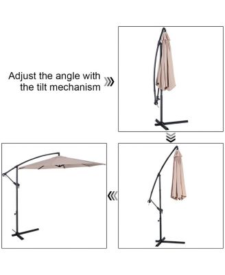 10' Hanging Umbrella Patio Sun Shade Offset Outdoor Market W/t Cross Base