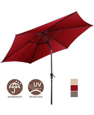 10FT Patio Umbrella 6 Ribs Market Steel Tilt W/ Crank Outdoor Garden