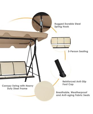 Outdoor Patio Swing Canopy 3 Person Canopy Swing Chair Patio Hammock