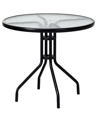 32''Outdoor Patio Round Table Tempered Glass Top