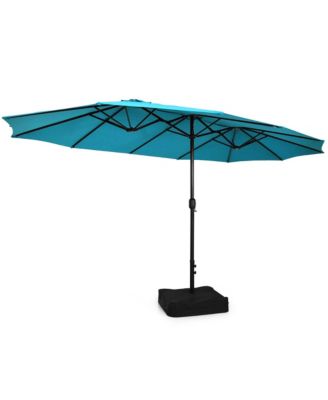 15FT Double-Sided Twin Patio Umbrella Outdoor Market W/ Crank & Base