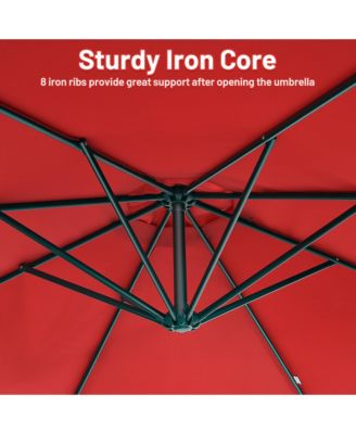 10 FT Patio Offset Umbrella w/8 Ribs Cross Base Tilt