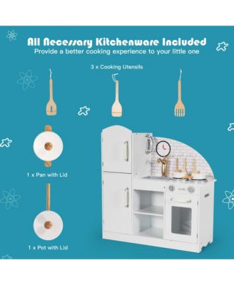 Kids Kitchen Play set Pretend Play Cooking Set w/Vivid Faucet & Telephone