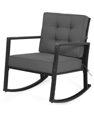 Patio Rattan Rocker Chair Outdoor Glider Rocking Chair Cushion Lawn