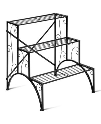 Plant Rack 3-Tier Metal Plant Stand Garden Shelf Stair Style