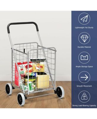 Folding Shopping Cart Utility Trolley Portable For Grocery Laundry Travel