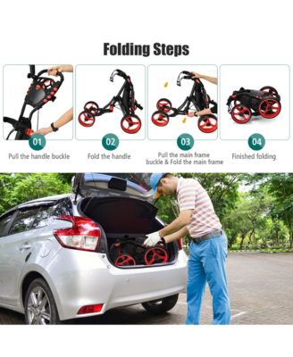 Folding 4 Wheels Golf Push Cart W/Bag Scoreboard Adjustable Handle