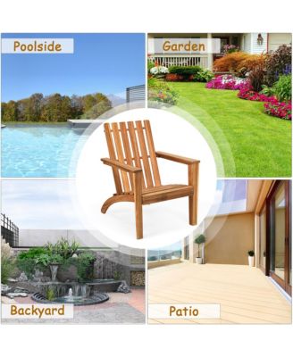 Patio Adirondack Chair Acacia Wood Lounge Armrest Garden Deck