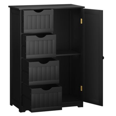 MDF Freestanding Bathroom Floor Cabinet with 4 Drawers and Adjustable Storage