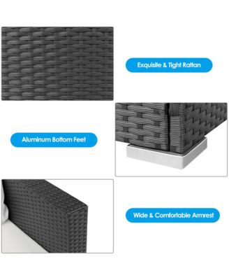 3PCS Rattan Patio Conversation Furniture Set Outdoor Sofa Set w/ Cushions