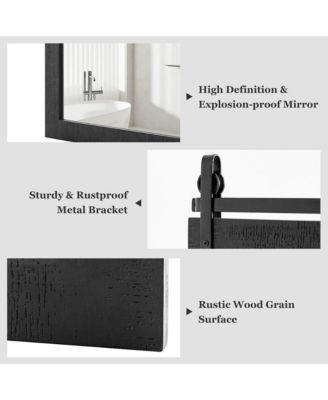 30''x22'' Wall Mount Mirror Decor Vanity Mirror Wood Frame Barn Door Style