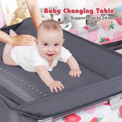 Girls 3 in 1 Playard Portable Nursery Center w/ Zippered Door Mint