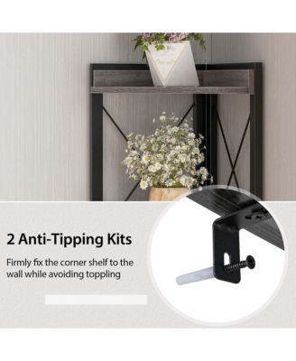 19" Metal, MDF, Engineered Wood 6-Tier Corner Bookshelf with 5-Level Adjustable Shelf & Anti-Tipping Kits