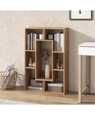 7-Cube Geometric Bookshelf with Anti-Toppling Device Modern Open Bookcase
