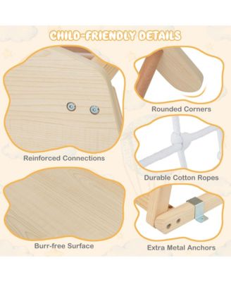 6-in-1 Indoor Jungle Gym Wooden Playground Climber Playset for Kids 1+ Years