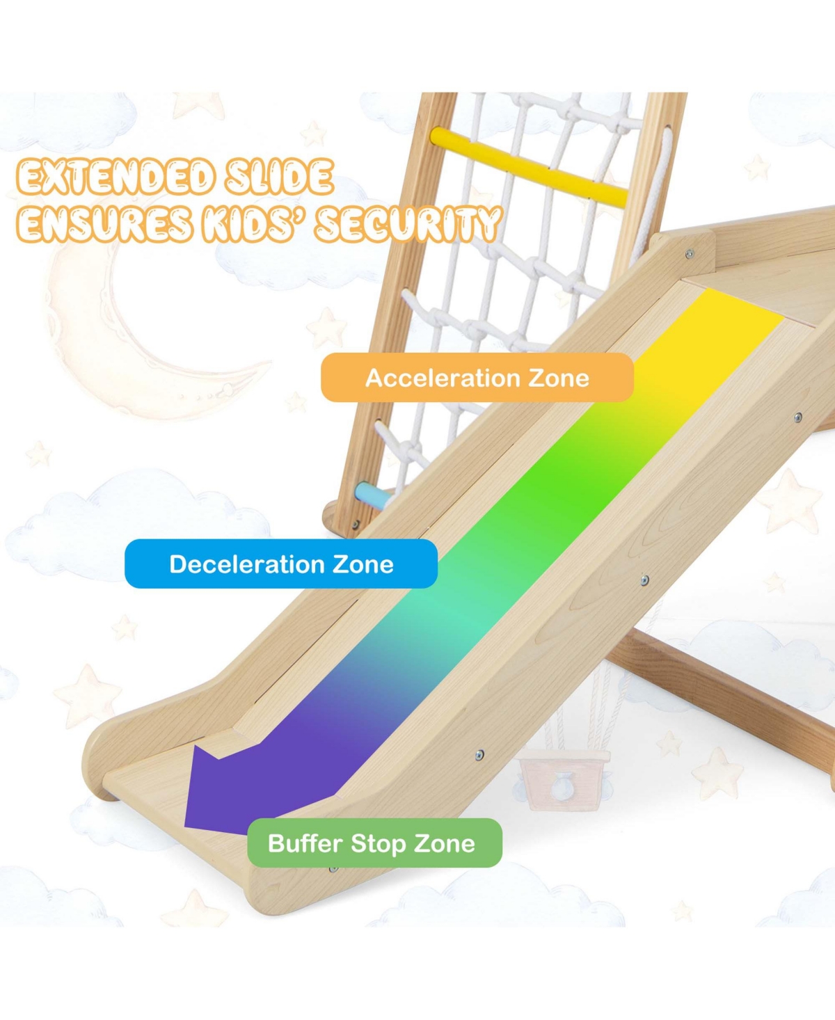 Costway 6-in-1 Indoor Jungle Gym Wooden Playground Climber Playset for Kids 1+ Years