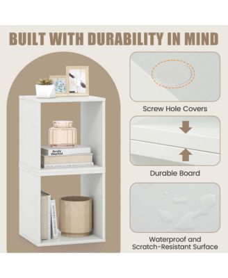 Stackable Storage Cube Organizer with 2 Free-Standing Bookcase Units